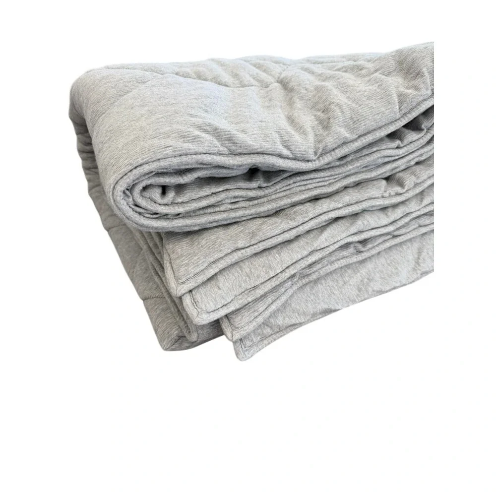 Gray Quilted Jersey Comforter Diamond Stitch Minimalist King 102x86 Heavy‎ Cozy